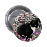 Freckles in Flowers II Button - Tux Cat