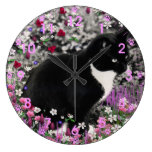 Freckles in Flowers II - Tux Cat Clocks
