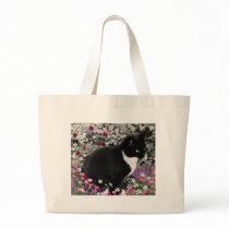 Freckles in Flowers II - Tuxedo Cat Tote Bags