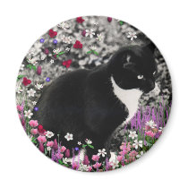 Freckles in Flowers II - Tuxedo Cat Magnets