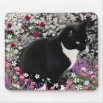 Freckles in Flowers II - Tuxedo Cat Mousepads