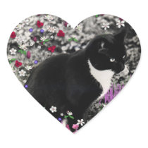 Freckles in Flowers II - Tuxedo Cat Sticker