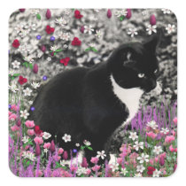 Freckles in Flowers II - Tuxedo Cat Sticker