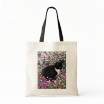 Freckles in Flowers II - Tuxedo Kitty Canvas Bags