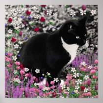 Freckles in Flowers II - Tuxedo Kitty Print