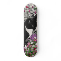Freckles in Flowers II - Tuxedo Kitty Skate Boards