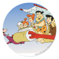 Fred Flintstone Wilma Barney and Betty Pebbles Bam Round Sticker