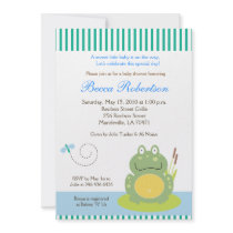 Freddy the Pond Frog Baby Shower 5x7 Invitation