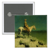 Frederic Remington's The Night Herder (circa 1908) Pinback Buttons