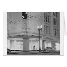 Frederick & Nelson, night view c1952 Greeting Card