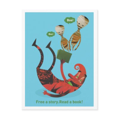 Free a story - read a book! post cards by papelustro