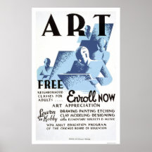 Free Art Classes 1936 WPA Posters