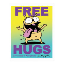 "Free Hugs" Bill Plympton Dog postcard
