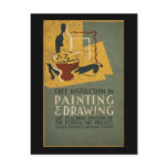 Free Instruction In Painting & Drawing Postcard