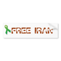 FREE IRAN with Green Ribbon Bumper Stickers