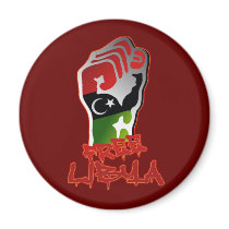 Free Libya Resistance Raised fist - Libya Freedom Refrigerator Magnets