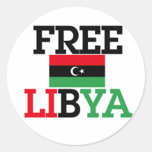 Free Libya Round Stickers