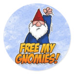 free my gnomies round sticker