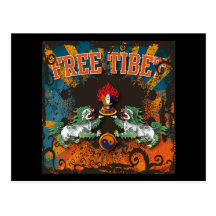 Free Tibet Grunge Art Postcards