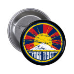 Free Tibet Round Grunge Buttons