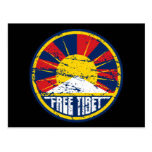 Free Tibet Round Grunge Post Cards