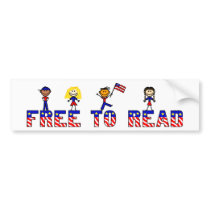 Free to Read w Stick Kids Bumper Sticker