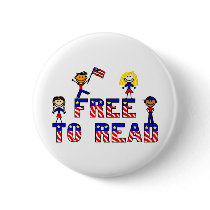 Free to Read w Stick Kids Buttons,2 shapes,6 sizes
