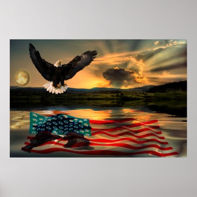 Freedom-Eagle-W-Flag-2010 Posters by DAEVEGAS