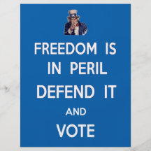 Freedom Is In Peril Defend It And Vote Custom Flyer