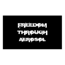 FREEDOM, THROUGH, AEROSOL BUSINESS CARDS