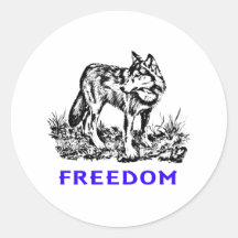 Freedom - Wolf in wilderness Runde Sticker