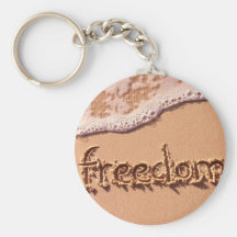 Freedom Written Within the Sand Among The Waves Keychain