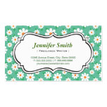 Freelance Writer - Elegant Green Daisy Business Cards