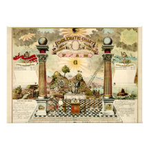 Freemason Masonic Emblematic Chart Invitation Card