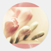 Freesia Buds Pink Satin, stickers cards template