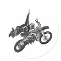 Freestyling with dirt bike round stickers