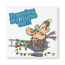 freezing my bulbs off xmas lights funny cartoon magnet