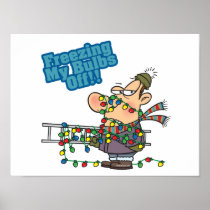 freezing my bulbs off xmas lights funny cartoon posters