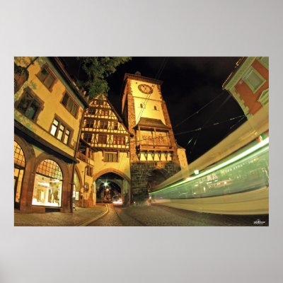 Freiburger Schwabentor bei Nacht Posters by DubistFreiburger