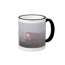 Freight Train Running in Morning Fog Coffee Mugs