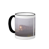 Freight Train Running in Morning Fog Coffee Mugs