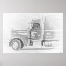 Freight Truck & Driver Art Illustration Poster