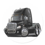 Freightliner Cascadia Black Truck Round Stickers