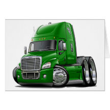 Freightliner Cascadia Green Truck Greeting Cards
