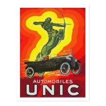 French antique car ad art deco post cards