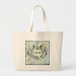 French Antique Style Rococo Design & Pink Roses Tote Bags
