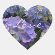 French Baby Blue Hydrangeas Heart Stickers