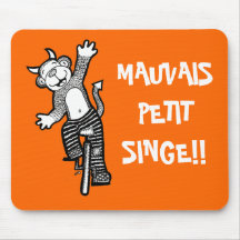 French Bad Little Monkey Mouse Pad