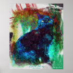 French Black Cat "Chat Noir" Abstract Art Poster posters