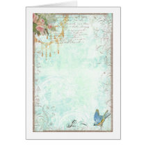 French Bluebird & Tassels Greeting Card